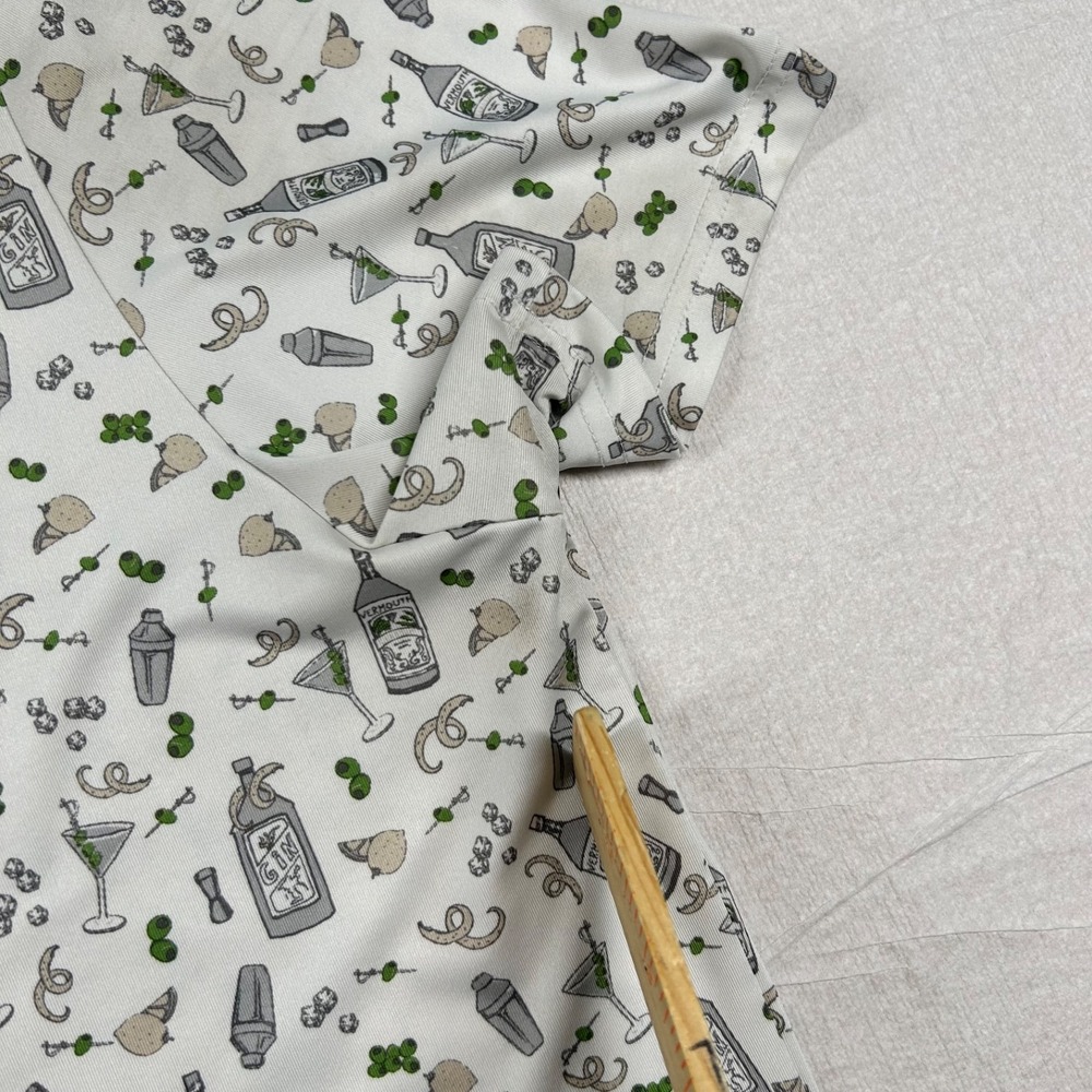 Penguin Golf Shirt Mens L Polo Martini Cocktails Gin All Over Print Performance - Picture 6 of 11